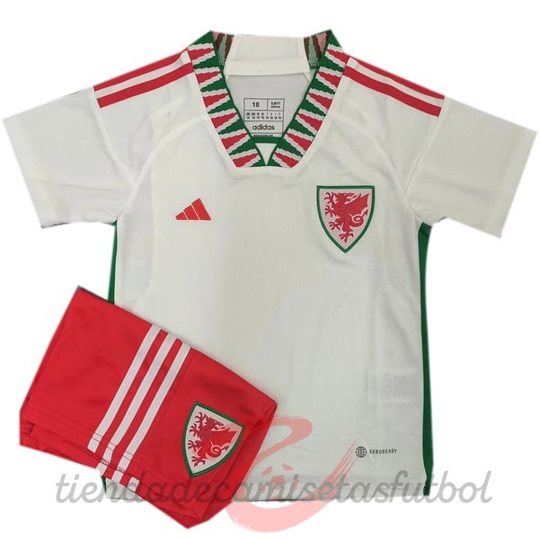 Segunda Conjunto De Niños Gales 2022 Blanco Camisetas Originales Baratas