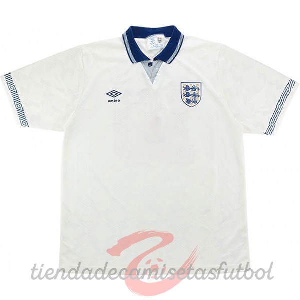Casa Camiseta Inglaterra Retro 1990 Blanco Camisetas Originales Baratas