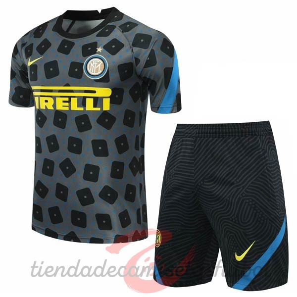 Entrenamiento Conjunto Completo Inter Milán 2020 2021 Gris Camisetas Originales Baratas