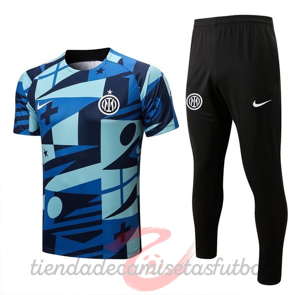 Entrenamiento Conjunto Completo Inter Milán 2022 2023 Azul Negro Camisetas Originales Baratas