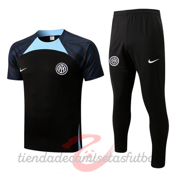 Entrenamiento Conjunto Completo Inter Milán 2022 2023 Negro Azul Camisetas Originales Baratas