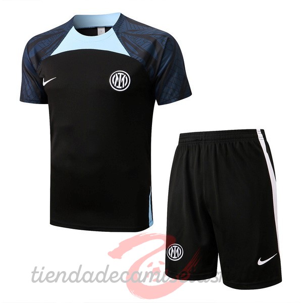 Entrenamiento Conjunto Completo Inter Milán 2022 2023 Negro I Azul Camisetas Originales Baratas