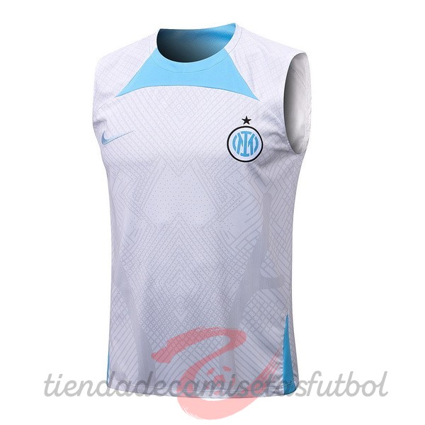 Entrenamiento Sin Mangas Inter Milán 2022 2023 Blanco Azul Camisetas Originales Baratas