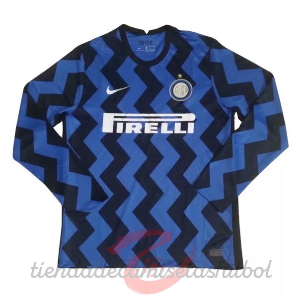 Casa Manga Larga Inter Milán 2020 2021 Azul Camisetas Originales Baratas