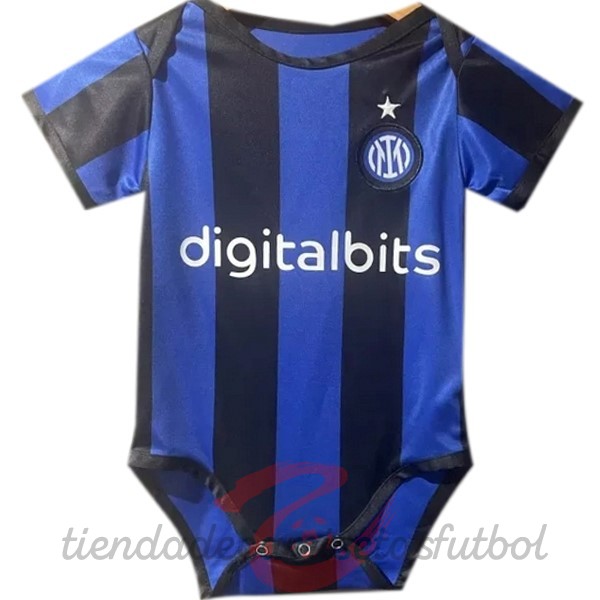 Casa Onesies Niños Inter Milán 2022 2023 Azul Negro Camisetas Originales Baratas