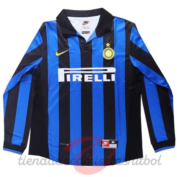 Casa Manga Larga Inter Milán Retro 1998 1999 Azul Camisetas Originales Baratas