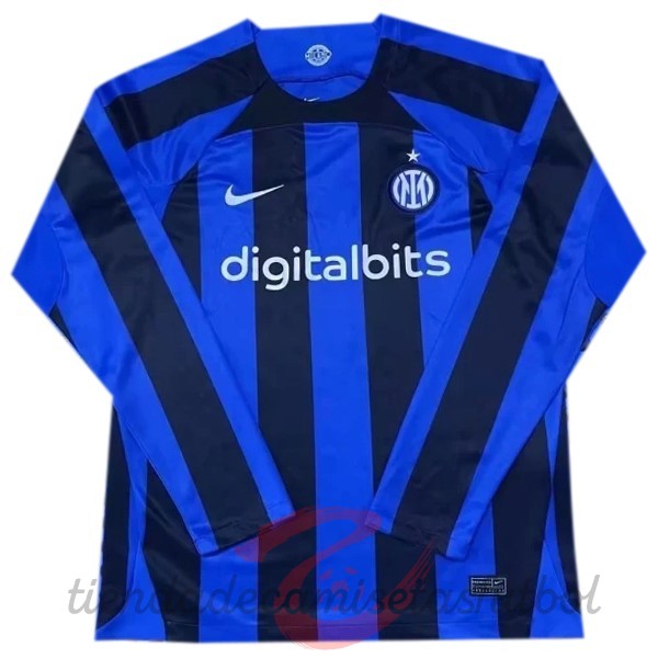 Tailandia Nike Casa Manga Larga Inter Milán 2022 2023 Azul Camisetas Originales Baratas
