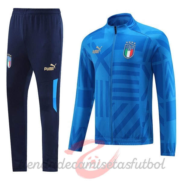 Conjunto Completo Ropa Deportiva Con Cremallera Larga Italia 2022 Azul Camisetas Originales Baratas