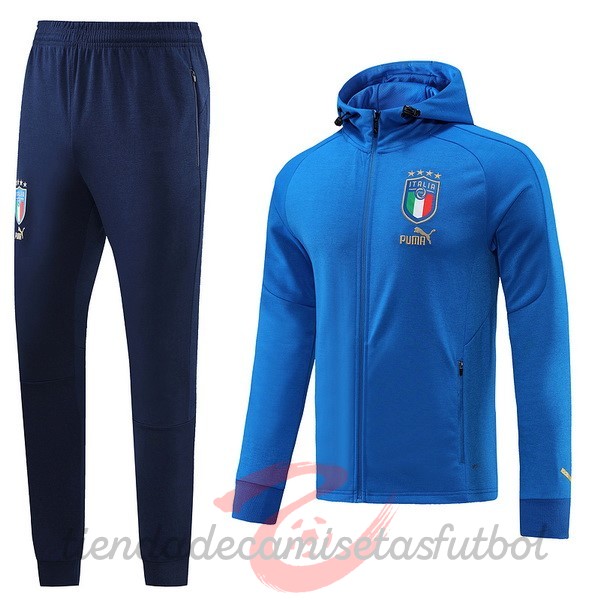 Conjunto Completo Ropa Deportiva Con Cremallera Larga Italia 2022 II Azul Camisetas Originales Baratas