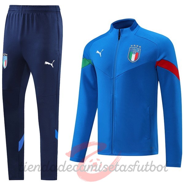 Conjunto Completo Ropa Deportiva Con Cremallera Larga Italia 2022 I Azul Camisetas Originales Baratas
