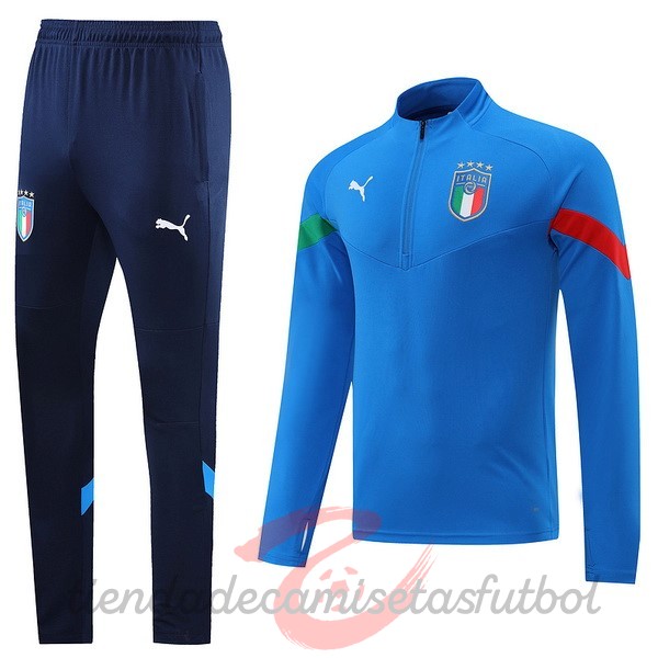Conjunto Completo Sudadera Entrenamiento Italia 2022 Azul Camisetas Originales Baratas