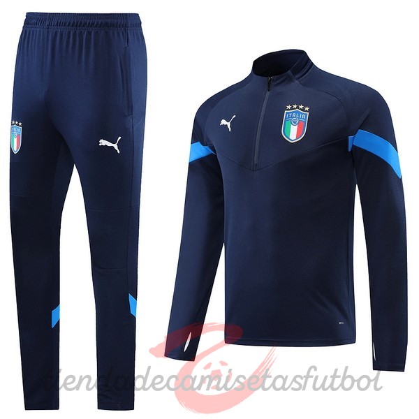 Conjunto Completo Sudadera Entrenamiento Italia 2022 Azul Marino Camisetas Originales Baratas