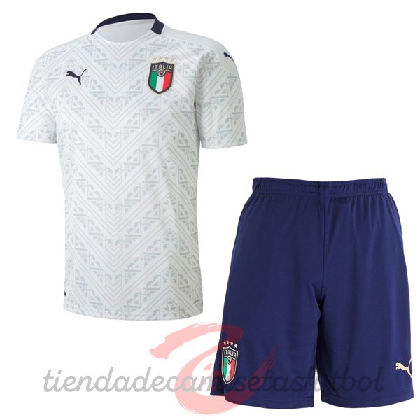 Segunda Conjunto De Niños Italia 2020 Blanco Camisetas Originales Baratas