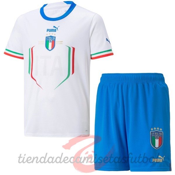 Segunda Conjunto De Niños Italia 2022 Blanco Camisetas Originales Baratas