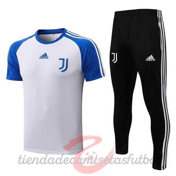 Entrenamiento Conjunto Completo Juventus 2021 2022 Blanco Azul Negro Camisetas Originales Baratas