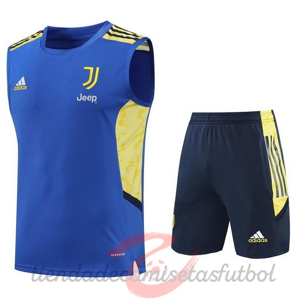 Entrenamiento Sin Mangas Conjunto Completo Juventus 2022 2023 Azul Amarillo Camisetas Originales Baratas