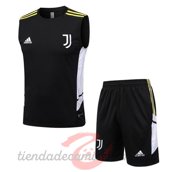 Entrenamiento Sin Mangas Conjunto Completo Juventus 2022 2023 Negro Blanco Camisetas Originales Baratas