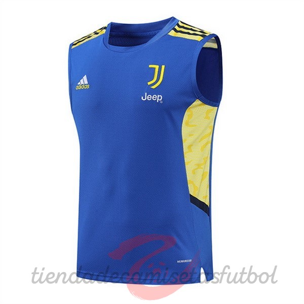 Entrenamiento Sin Mangas Juventus 2022 2023 Azul Amarillo Camisetas Originales Baratas