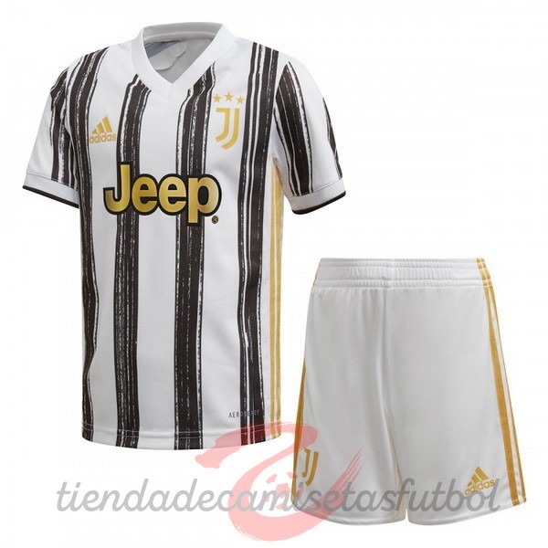 Casa Conjunto De Niños Juventus 2020 2021 Blanco Negro Camisetas Originales Baratas