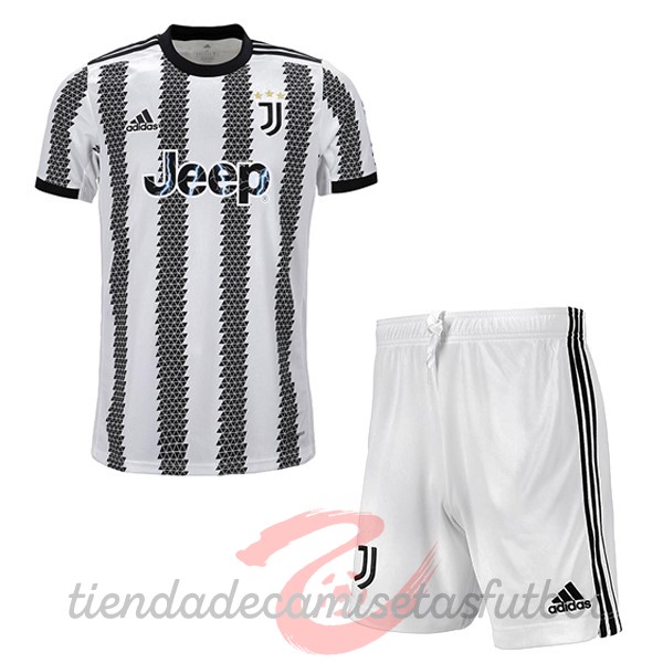 Casa Conjunto De Niños Juventus 2022 2023 Blanco Negro Camisetas Originales Baratas