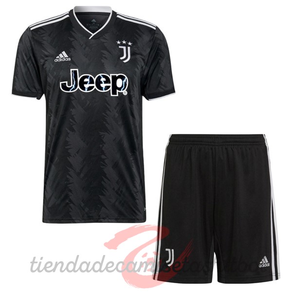 Segunda Conjunto De Niños Juventus 2022 2023 Negro Camisetas Originales Baratas