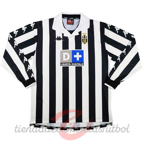 Casa Manga Larga Juventus Retro 1999 2000 Negro Blanco Camisetas Originales Baratas