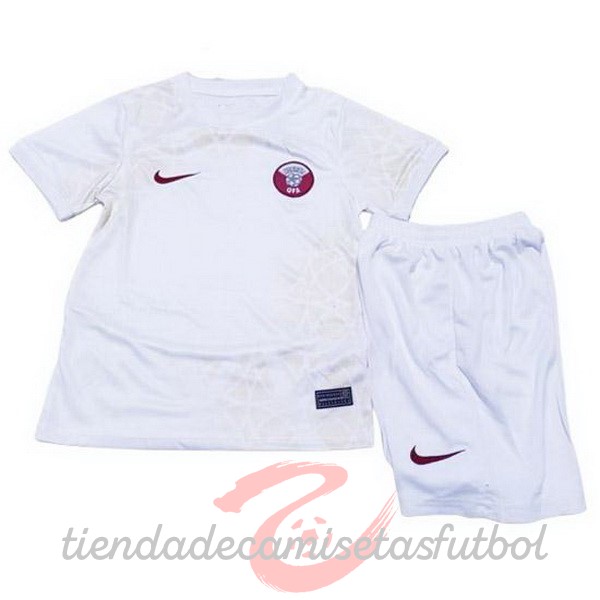 Segunda Conjunto De Niños Katar 2022 Blanco Camisetas Originales Baratas