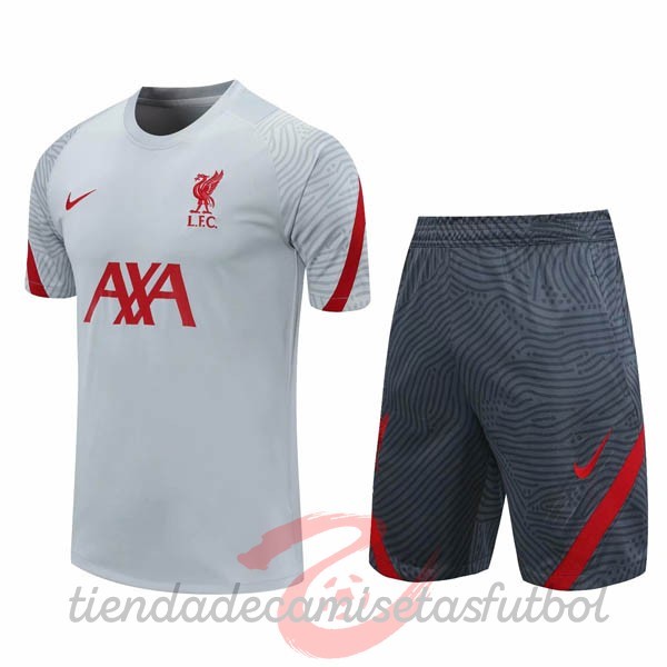Entrenamiento Conjunto Completo Liverpool 2020 2021 Gris Camisetas Originales Baratas