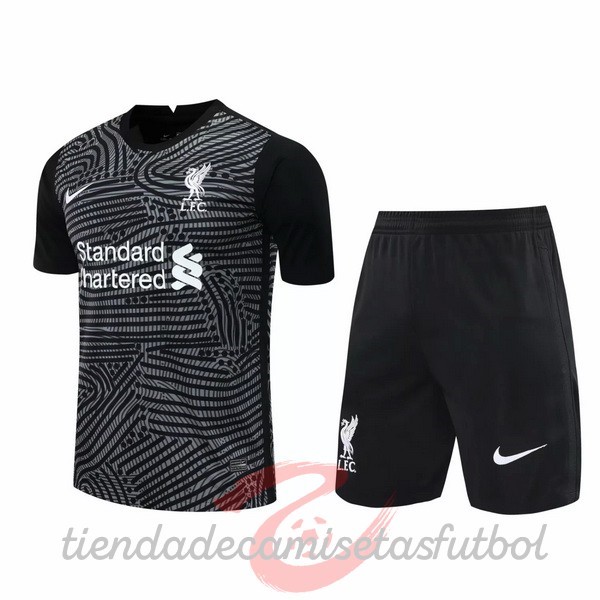 Entrenamiento Conjunto Completo Liverpool 2020 2021 Gris Negro Camisetas Originales Baratas