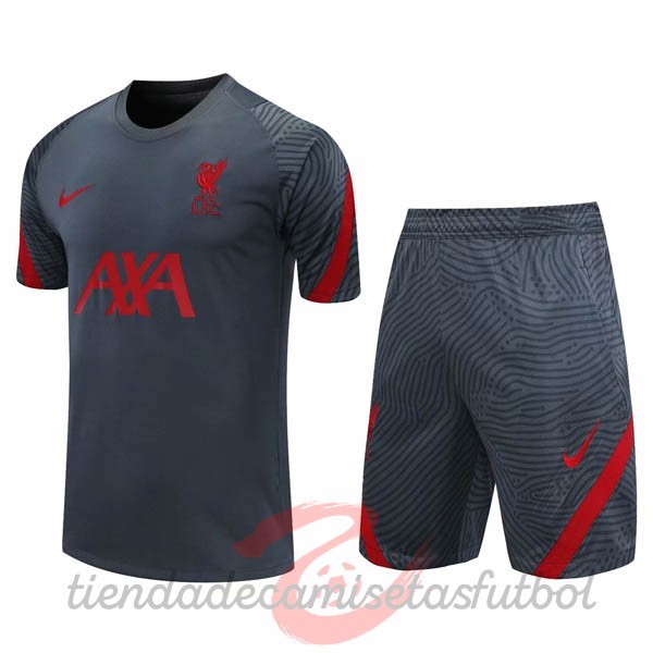 Entrenamiento Conjunto Completo Liverpool 2020 2021 Gris Rojo Camisetas Originales Baratas