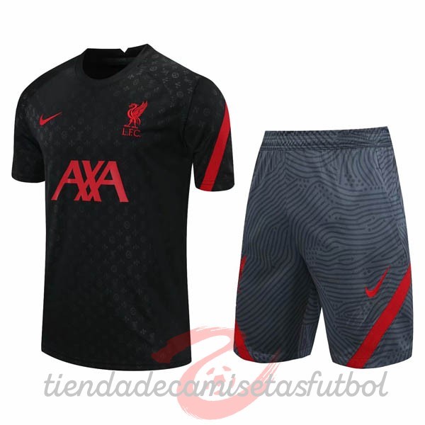 Entrenamiento Conjunto Completo Liverpool 2020 2021 Negro Gris Camisetas Originales Baratas