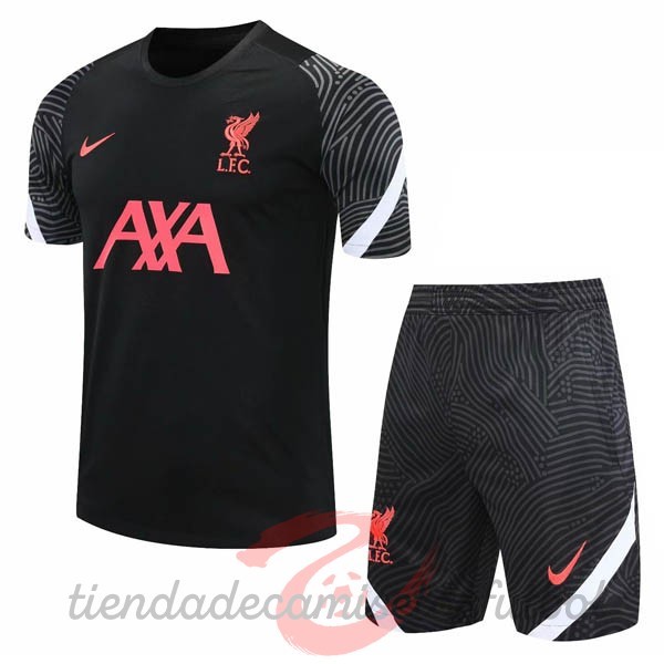 Entrenamiento Conjunto Completo Liverpool 2020 2021 Negro Rojo Camisetas Originales Baratas