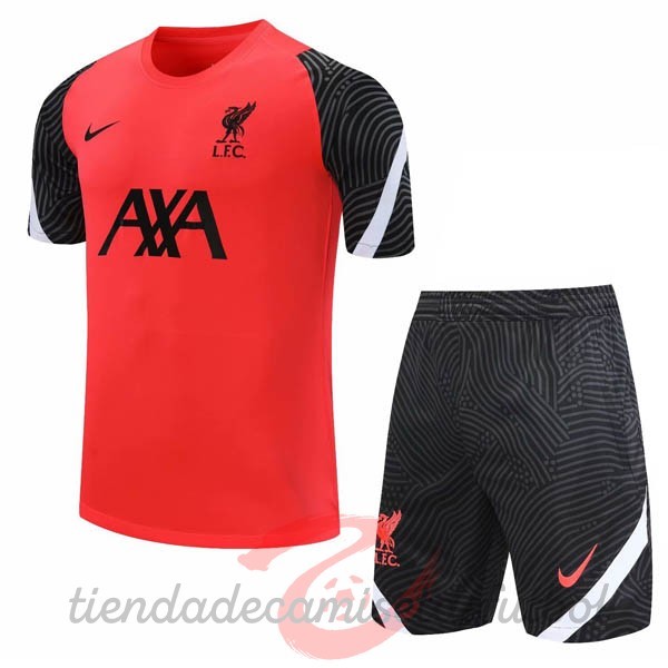 Entrenamiento Conjunto Completo Liverpool 2020 2021 Rojo Negro Camisetas Originales Baratas