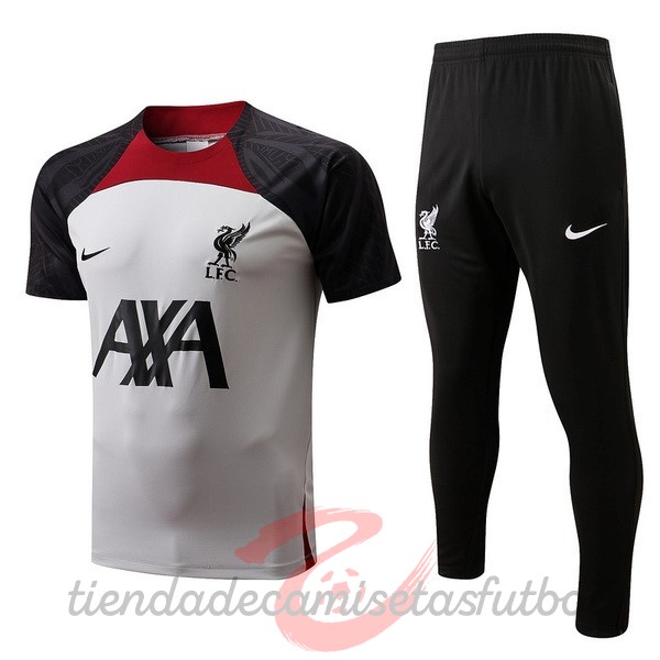 Entrenamiento Conjunto Completo Liverpool 2022 2023 Blanco Negro Rojo Camisetas Originales Baratas