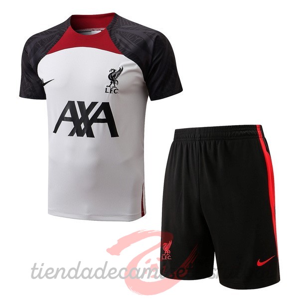Entrenamiento Conjunto Completo Liverpool 2022 2023 Blanco Rojo Negro Camisetas Originales Baratas
