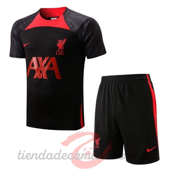 Entrenamiento Conjunto Completo Liverpool 2022 2023 Negro II Rojo Camisetas Originales Baratas