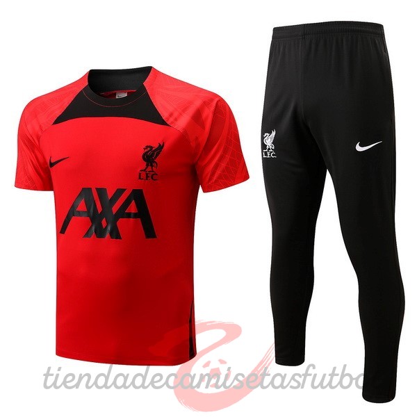 Entrenamiento Conjunto Completo Liverpool 2022 2023 Negro Rojo Camisetas Originales Baratas