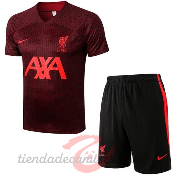 Entrenamiento Conjunto Completo Liverpool 2022 2023 Rojo Marino Camisetas Originales Baratas
