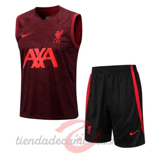 Entrenamiento Sin Mangas Conjunto Completo Liverpool 2022 2023 Rojo Marino Camisetas Originales Baratas