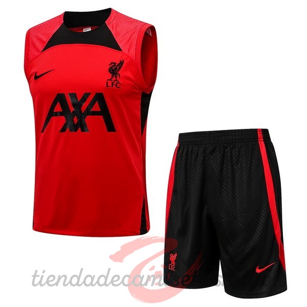 Entrenamiento Sin Mangas Conjunto Completo Liverpool 2022 2023 Rojo Negro Camisetas Originales Baratas