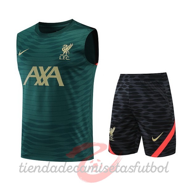 Entrenamiento Sin Mangas Conjunto Completo Liverpool 2022 2023 Verde Negro Amarillo Camisetas Originales Baratas