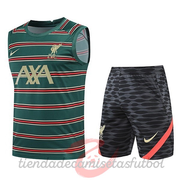 Entrenamiento Sin Mangas Conjunto Completo Liverpool 2022 2023 Verde Negro Camisetas Originales Baratas