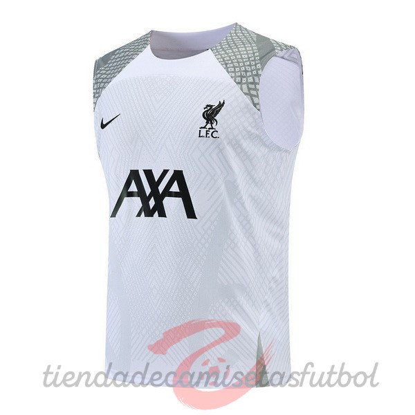 Entrenamiento Sin Mangas Liverpool 2022 2023 Blanco Gris Camisetas Originales Baratas