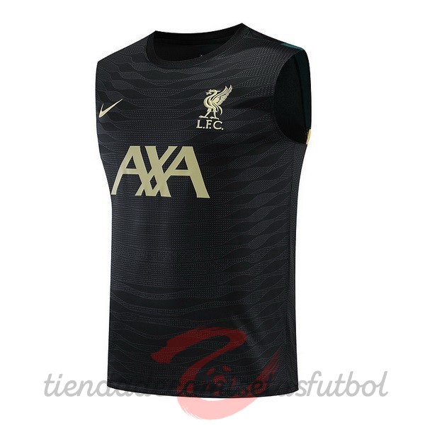 Entrenamiento Sin Mangas Liverpool 2022 2023 Negro Amarillo Camisetas Originales Baratas