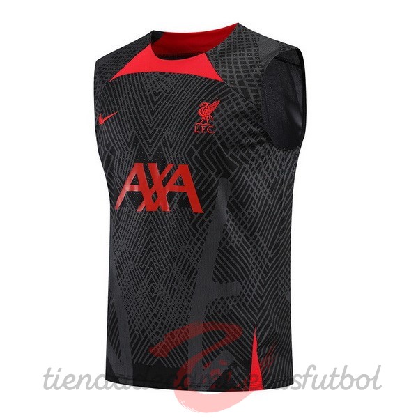 Entrenamiento Sin Mangas Liverpool 2022 2023 Negro Rojo Camisetas Originales Baratas
