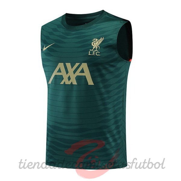 Entrenamiento Sin Mangas Liverpool 2022 2023 Verde Amarillo Camisetas Originales Baratas