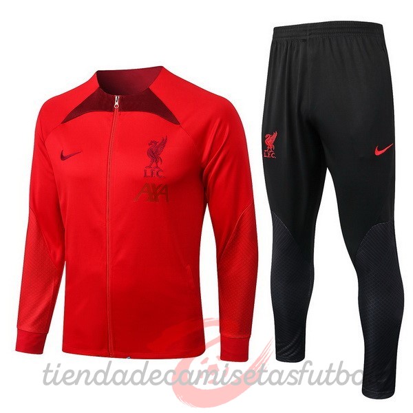 Chandal Niños Liverpool 2022 2023 Rojo II Negro Camisetas Originales Baratas
