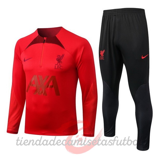 Chandal Niños Niños Liverpool 2022 2023 Rojo I Negro Camisetas Originales Baratas