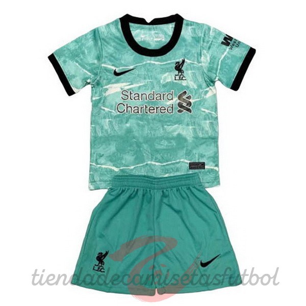 Segunda Conjunto De Niños Liverpool 2020 2021 Verde Camisetas Originales Baratas