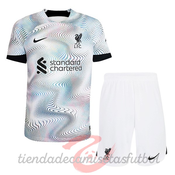 Segunda Conjunto De Niños Liverpool 2022 2023 Blanco Camisetas Originales Baratas
